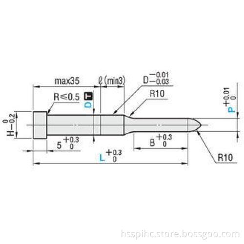 MISUMI / DIN Flange Fixing Pilot Punch DICOAT treatment , T